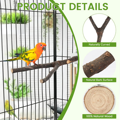 8 PCS Bird Perch Set for Cage - Natural Apple Wood Platforms & Hardwood Branches for Parakeets, Budgies, Cockatiels - Small Bird Habitat Gym, Climbing Stand & Safe Chew Toys