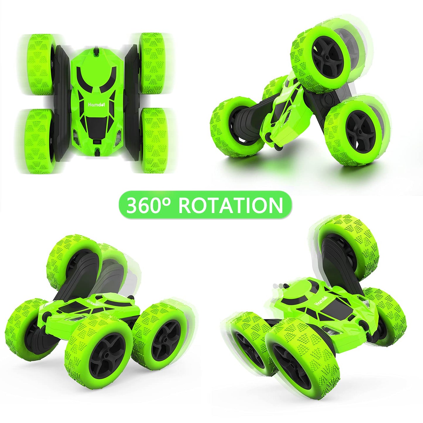 Hamdol Remote Control Car for Kids, 360° Rotating Double-Sided RC Car with LED Headlights, 4WD 2.4GHz Electric Rechargeable Toy Vehicle for Boys and Girls, Perfect Birthday