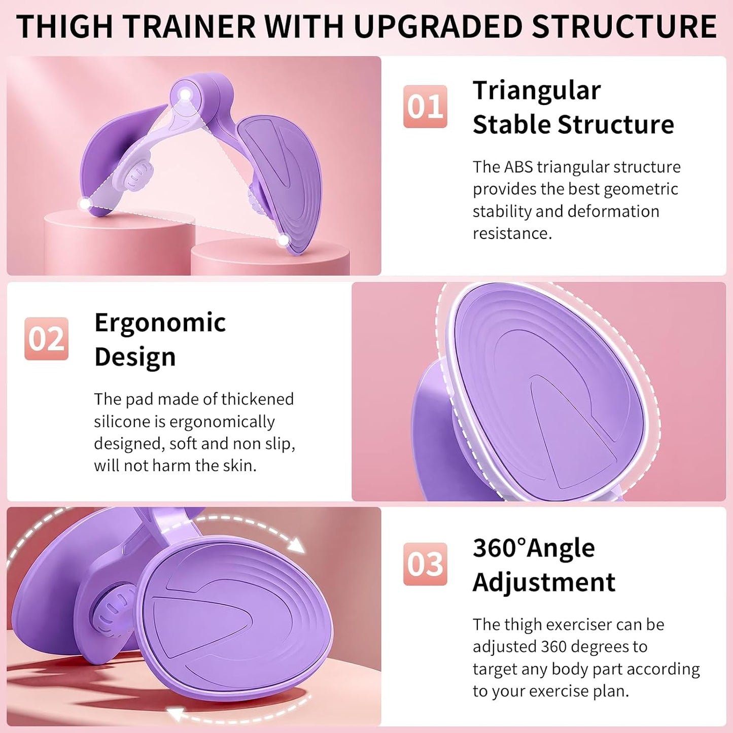 Thigh Master, 360°Adjustable Pelvic Floor Exercise Devices with Ergonomic Design, 45 LBS Kegel Exercise Pelvic Floor Trainer for Woman Man, Inner Thigh Trainer for Home Gym Office