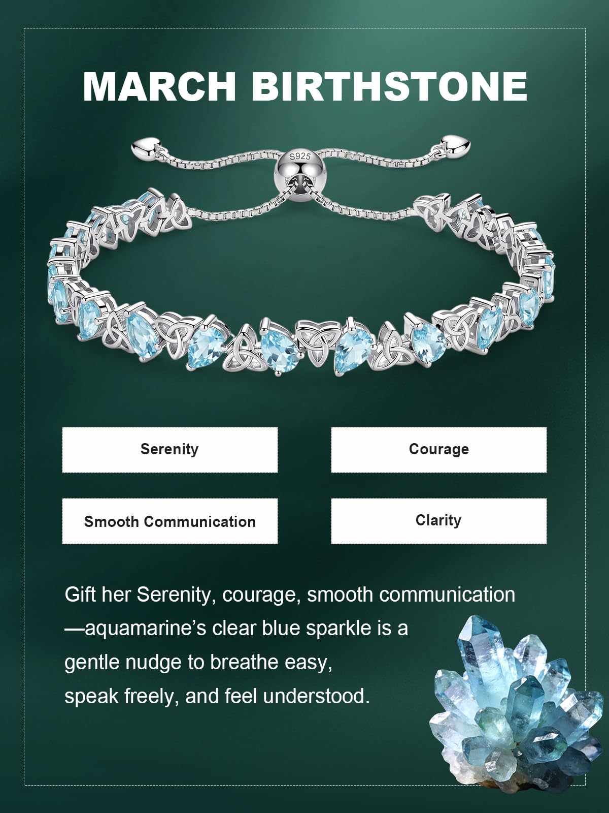Birthstone Bracelets for Women, Pear Cut Tennis Bracelet 925 Sterling Silver, 6-9 Inch Adjustable Celtic Knot, Anniversary Birthday Jewelry Gifts for Women