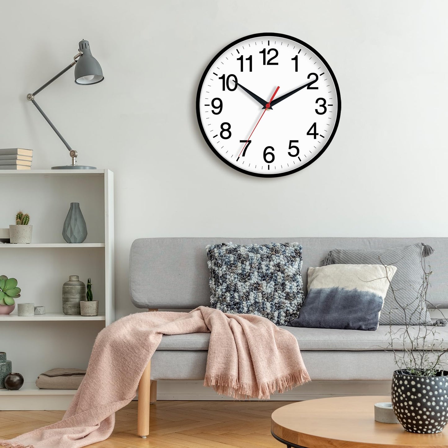 Rohioue Wall Clock Modern 8 Inch Battery Operated Silent Non Ticking Small Analog Clock for Living Room Office Home Bedroom Kitchen Bathroom(Black)