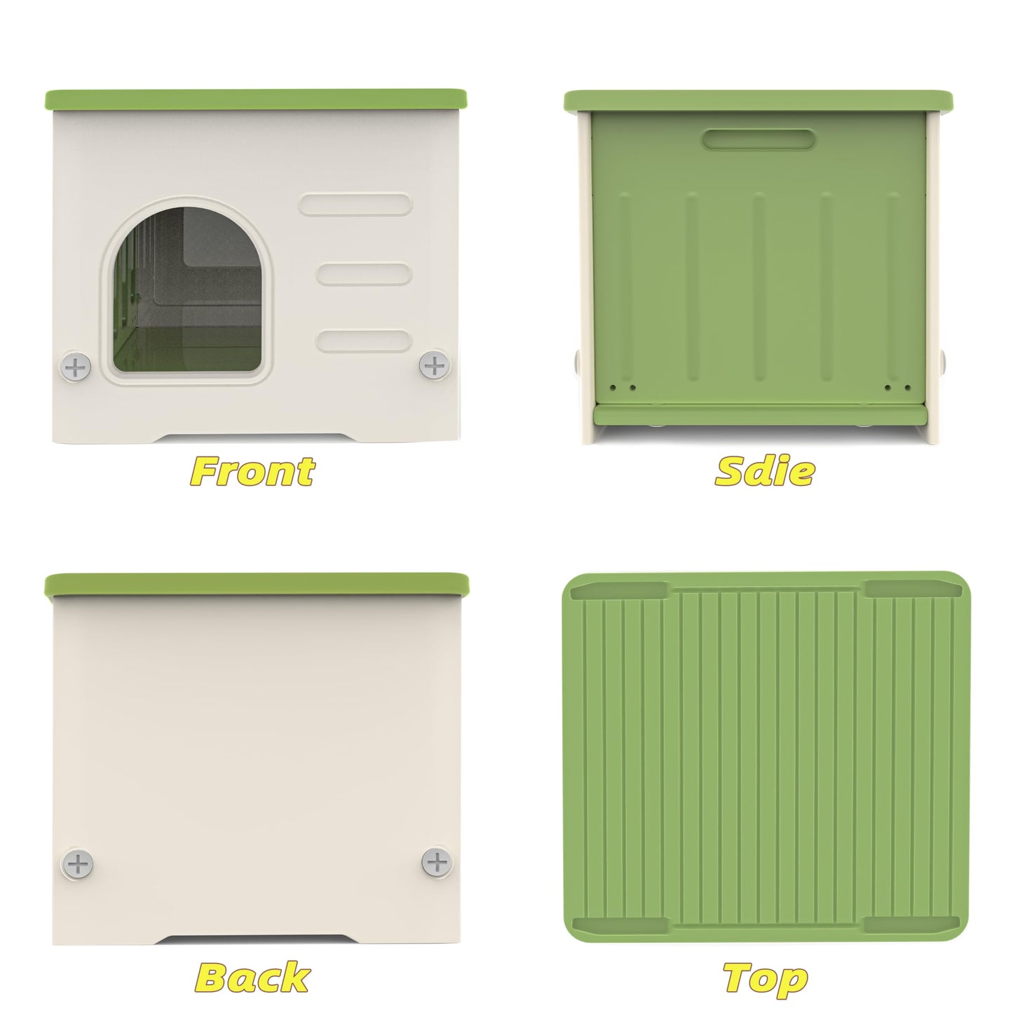 Plastic Cat House for Outdoor Indoor Use, Stackable Feral Cat Shelter Indoor Cat House Weatherproof Waterproof Elevated (Green)