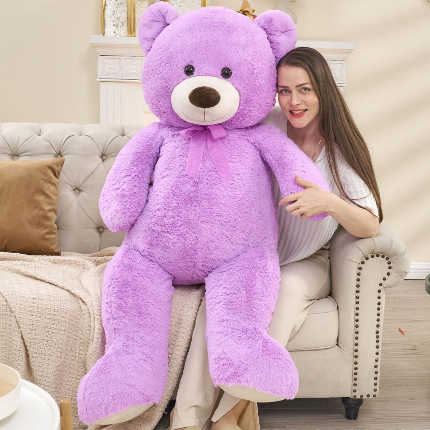 Toys Studio 47 Inch Big Teddy Bear Giant Stuffed Animal for Girls, 4 Feet Large Teddy Bear Baby Shower Party Decorations Kids Women Girlfriend Christmas Valentines Gifts, Light Brown