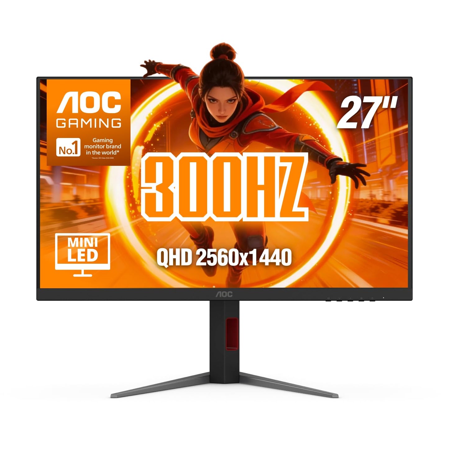 AOC 27 Inch QHD Gaming Monitor 240Hz 0.3ms, Overclock 260Hz, IPS, 2560x1440, G-Sync Compatible, HDR Ready, DisplayPort 1.4 HDMI 2.0, VESA Mount, 3-Year Zero-Bright-Dot, Q27G41ZE