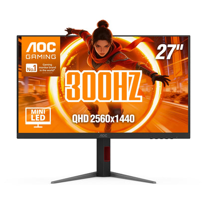 AOC 27 Inch QHD Gaming Monitor 240Hz 0.3ms, Overclock 260Hz, IPS, 2560x1440, G-Sync Compatible, HDR Ready, DisplayPort 1.4 HDMI 2.0, VESA Mount, 3-Year Zero-Bright-Dot, Q27G41ZE