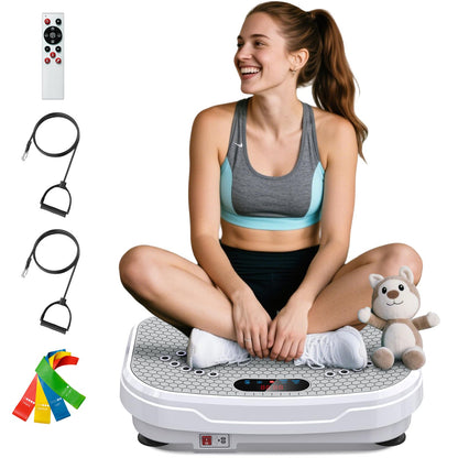 Vibration Plate Exercise Machine for Lymphatic Drainage, Full Body Shake Platform Board for Home Fitness, Fat Burning, 5 Program Modes and 99 Speed Levels