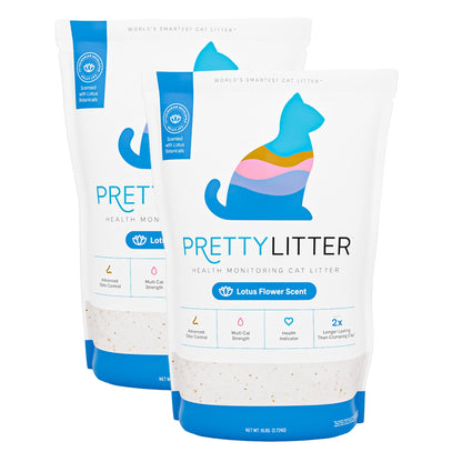 PrettyLitter Health Monitoring Cat Litter (Unscented, Non Clumping) | Lightweight & Low Tracking, Color Changing Silica Gel Crystals, Advanced Odor Control — 6 Lbs, Pack of 2 (Up to 2 Month Supply)
