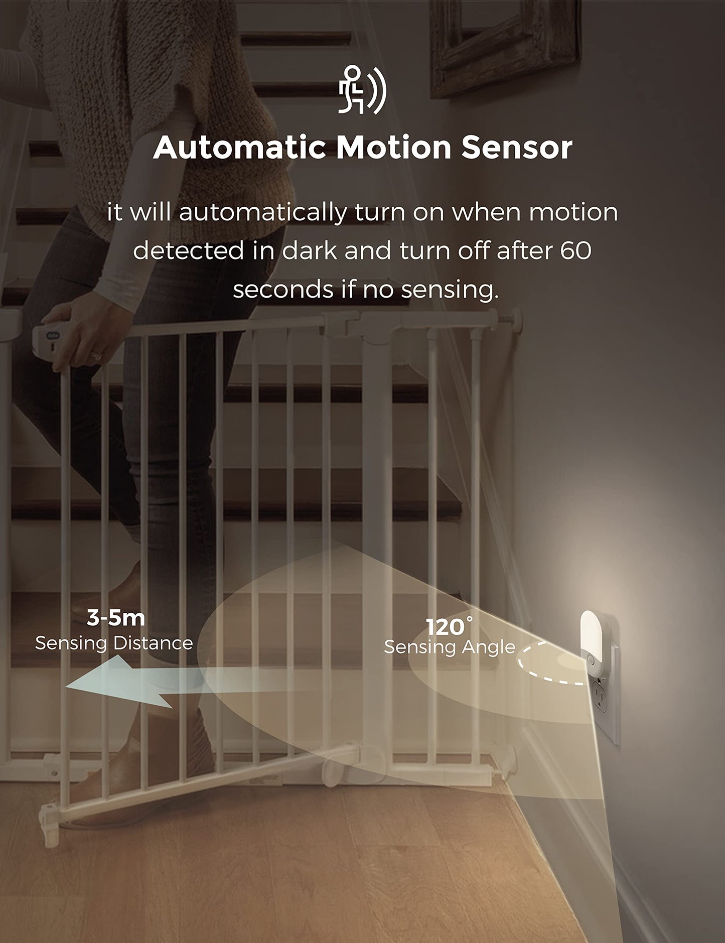 L LOHAS LED Motion Sensor Night Light, 2Pack, Motion Activated Night Light, Night Lights Plug into Wall Motion Sensor, 3000K Warm White, Adjustable Brightness 30/60LM, for Kids Adults Bathroom Bedroom