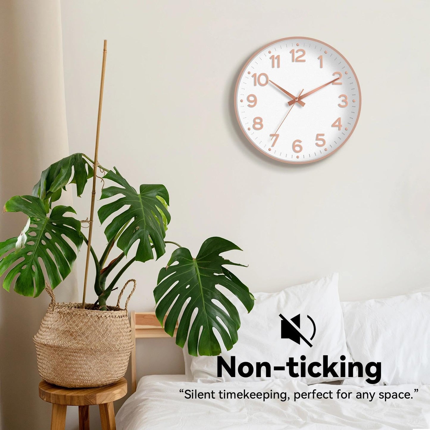 Roymnie Wall Clock Green, Silent Wall Clocks Battery Operated 8 Inch-Modern Non Ticking Analog Clock Decorative for Kitchen Office Bathroom Bedroom(Gold)