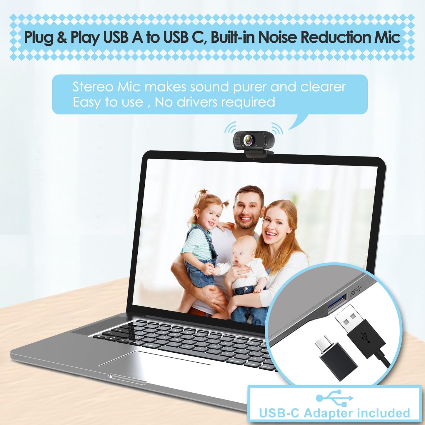 ToLuLu Streaming Webcam 2K 50FPS Web Cam, LED RGB Webcam with Microphone and Light, Autofocus Computer Camera with Cover and Tripod, Plug-Play USB Web cam for PC Desktop/MacBook Gaming Video Calling