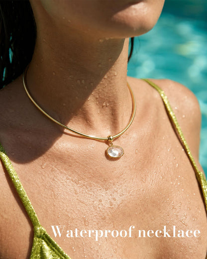 TLY Collar Choker Necklace for Women Trendy Non Tarnish 18K Gold Plated Dainty Wire Choker Cubic Zirconia Pendant Necklace Waterproof Cute Fashion Simple Necklace Stack Womens Jewelry Gift