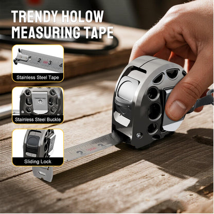 STEELITE Tape Measure 25'FT Stainless Steel Waterproof & Rustproof Retractable Measuring Tape with Hollow Design Carbon Fiber