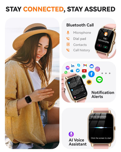 Smart Watches for Men Women, Fitness Tracker with Activity Counter/Sleep Monitor, IP68 Waterproof Smart Watch for Android iPhone iOS Compatible (Jet Black, 1.83)
