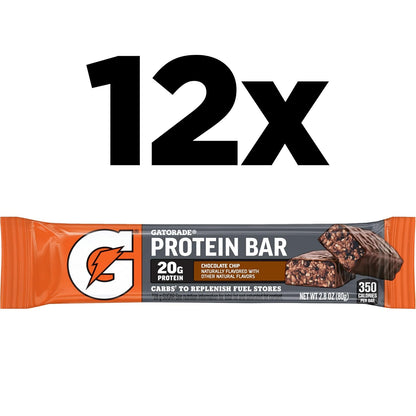 Gatorade Whey Protein Recover Bars, Chocolate Chip, 2.8 ounce(Pack of 12)