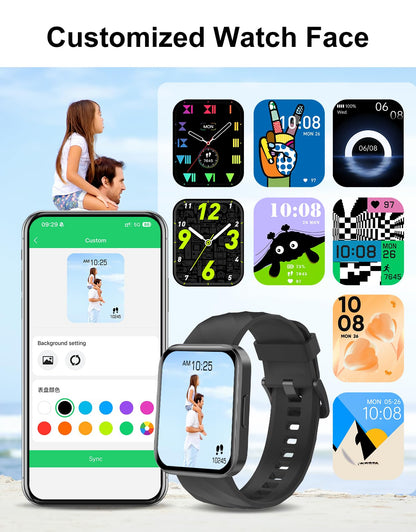 Smart Watch (Answer/Make Calls), 1.85" Smart Watches for Men Women Digital Watch Fitness Tracker with 100+ Sport Modes Heart Rate Monitor for iOS Android Phones Waterproof Black