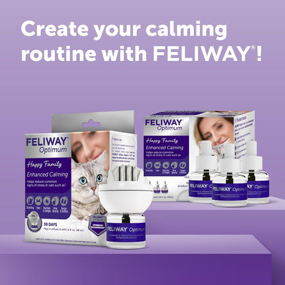 FELIWAY Optimum Cat Calming Pheromone Diffuser Kit | Advanced Support to Help Reduce Urine Spraying, Scratching, Fighting & Hiding Due to Stress. 30-Day Diffuser Supply