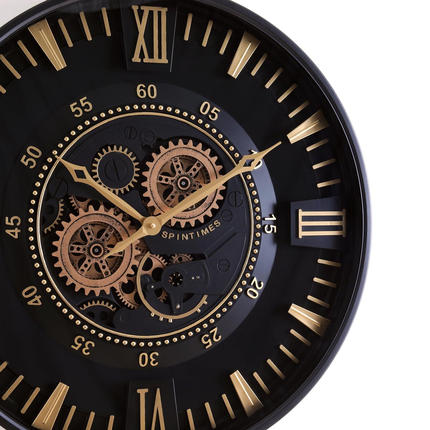 CLXEAST Mid Century Minimalist Modern Wall Clocks,24 Inch Wall Clock with Moving Gears, Large Cream Gold Wall Clocks for Living Room Decor,House Warming Gifts New Home