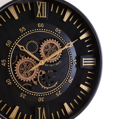 CLXEAST Mid Century Minimalist Modern Wall Clocks,24 Inch Wall Clock with Moving Gears, Large Cream Gold Wall Clocks for Living Room Decor,House Warming Gifts New Home