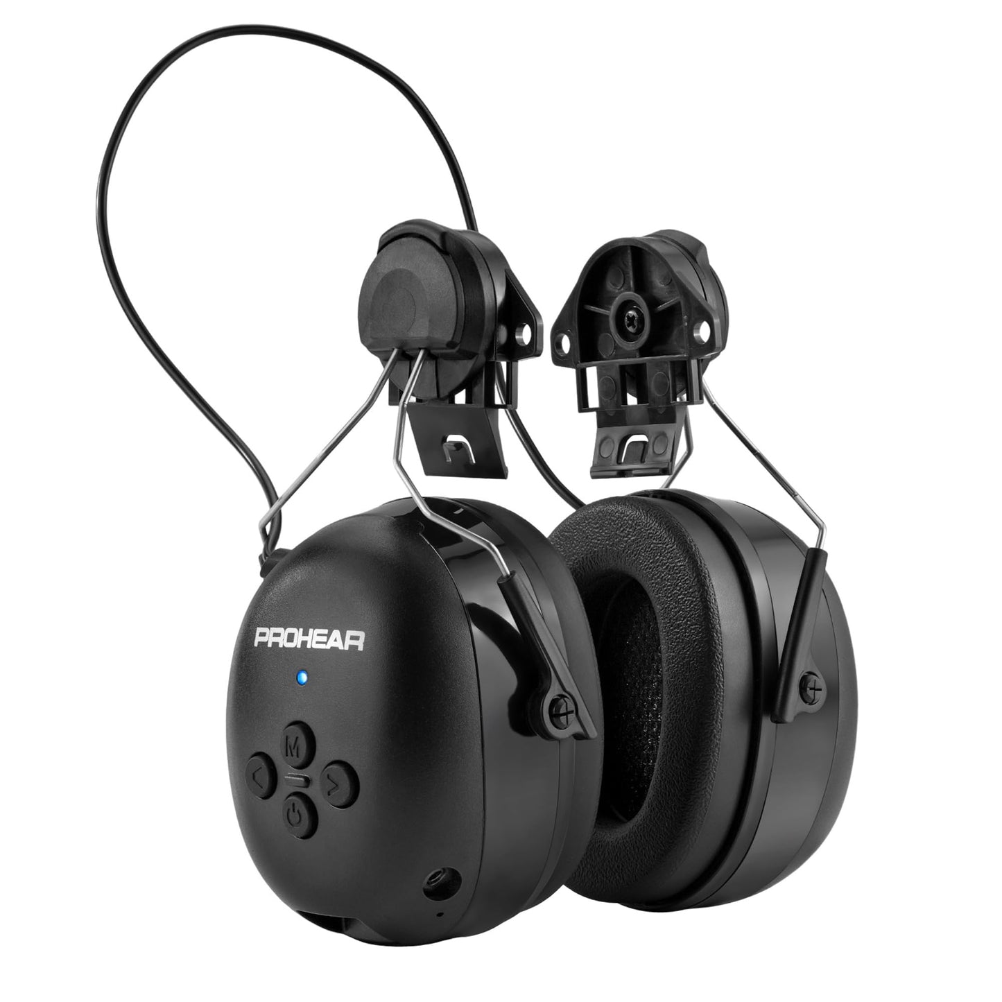 PROHEAR 037 Bluetooth 6.0 Hearing Protection Headphones with Rechargeable 1500mAh Battery, 30dB SNR Safety Noise Reduction Ear Muffs 120H Playtime for Mowing, Workshops, Snowblowing - Black