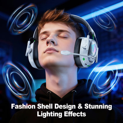 Fachixy VK81 Wireless Gaming Headset for PS5, PC, PS4, Switch and Mobile, 2.4GHz USB/Type-C Low Latency Connection, Bluetooth 5.4 Headset with ENC Mic, 50mm Drivers, RGB
