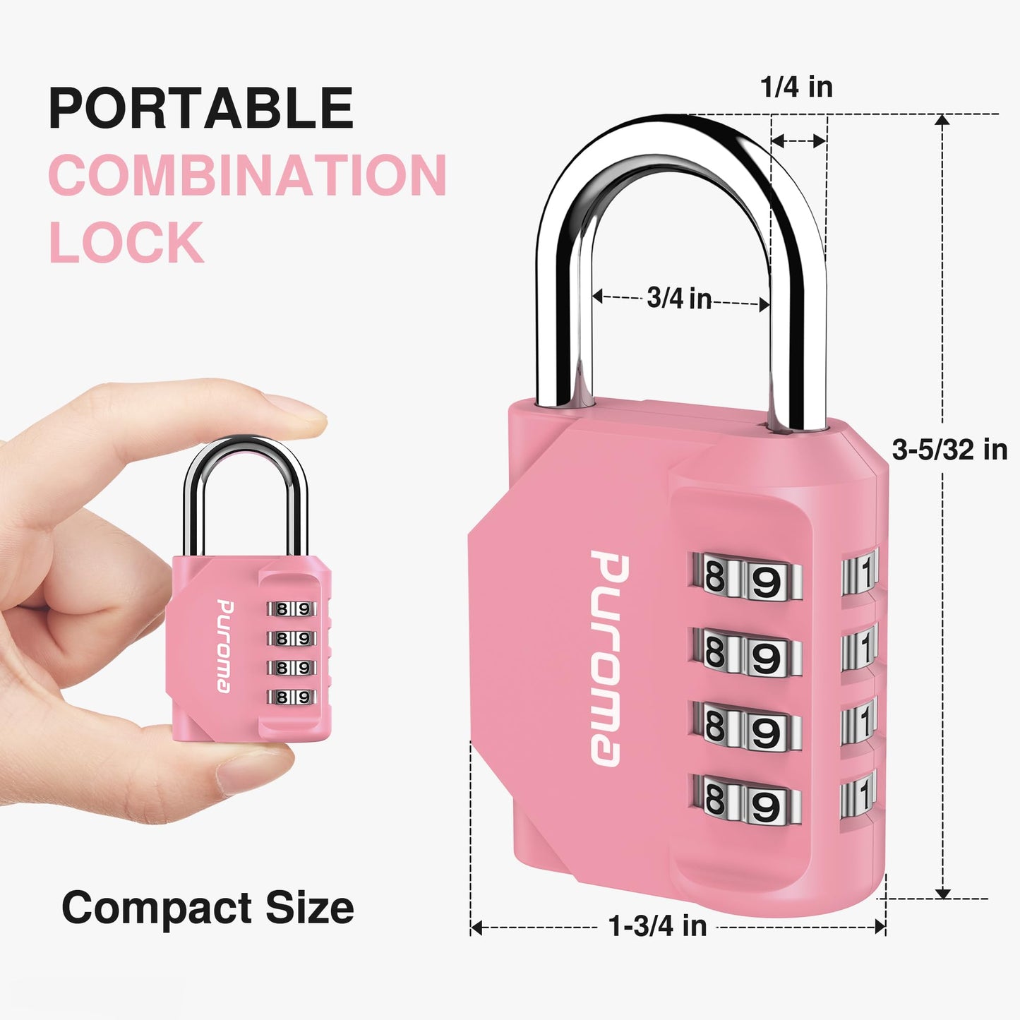 Puroma 2 Pack Combination Lock 4 Digit Padlock for School Gym Locker, Sports Locker, Fence, Toolbox, Case, Hasp Storage (Black & Code Window)