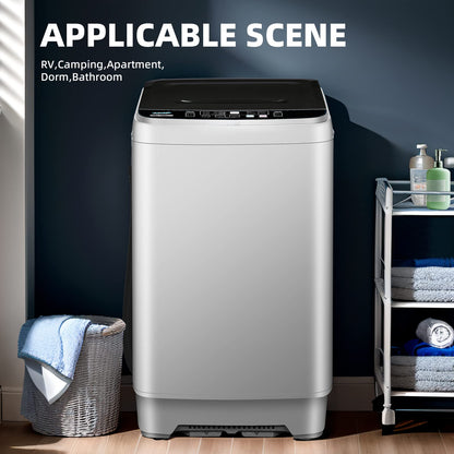 Portable Washing Machine, 17.7lbs Full-Automatic Small Washing Machine for Apartment, 10 Wash Programs with Drain Hose Dorm Size Portable Washer for RV, Home, College, Grey