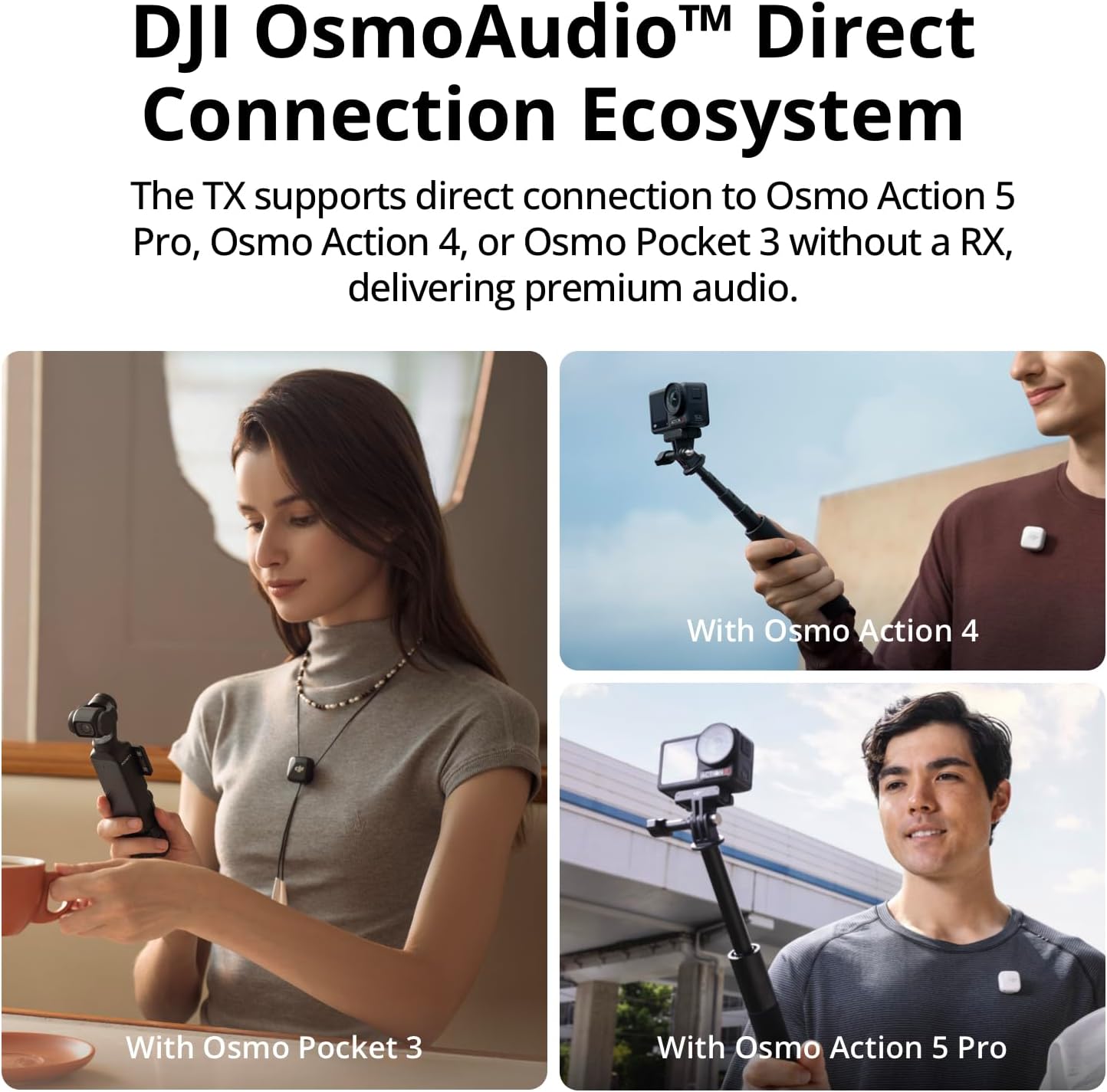 DJI Mic (2 TX + 1 RX + Charging Case), Wireless Lavalier Microphone, 250m (820 ft.) Range, 15-Hour Battery, Noise Cancellation Wireless Microphone for PC, iPhone, Record Interview, YouTube, Black | Dual Transmitters Plus 1 Receiver, Up to 250 M Line-of-Si