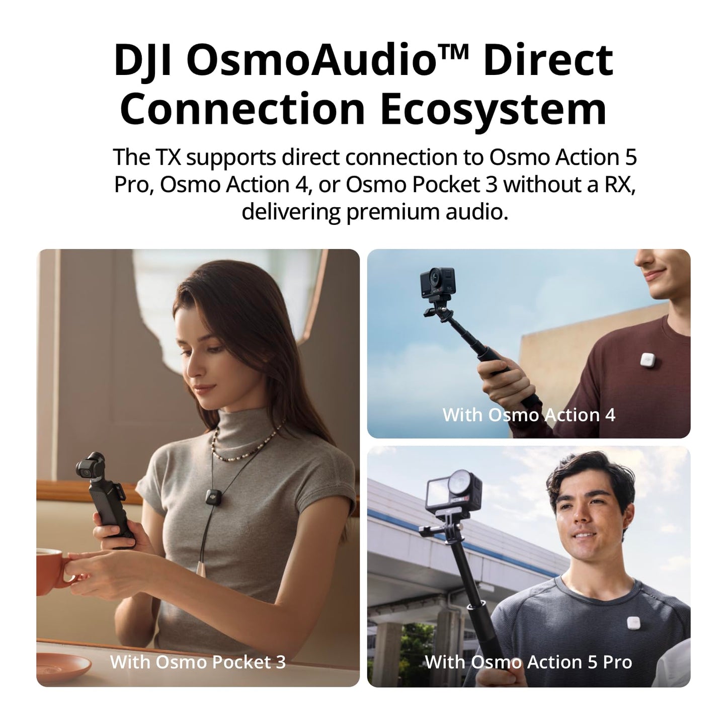 DJI Mic Mini (2 TX + 1 RX), Ultralight, Detail-Rich Audio | Noise Cancelling, Automatic Limiting, Wireless Microphone for Camera/iPhone/Android, Vlog, Streaming, 400m Transmission