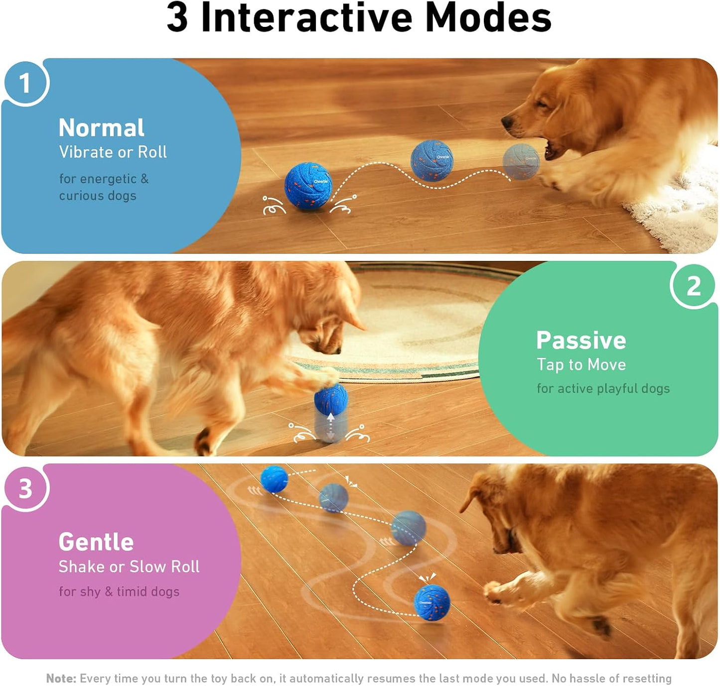 Cheerble Smart Interactive Dog Toy, Wicked Ball AIR, Automatic Moving, Bouncing, and Rotating, E-TPU Material, IPX7 Waterproof Rating, Active Rolling Ball for Puppy, Medium and Large Dogs