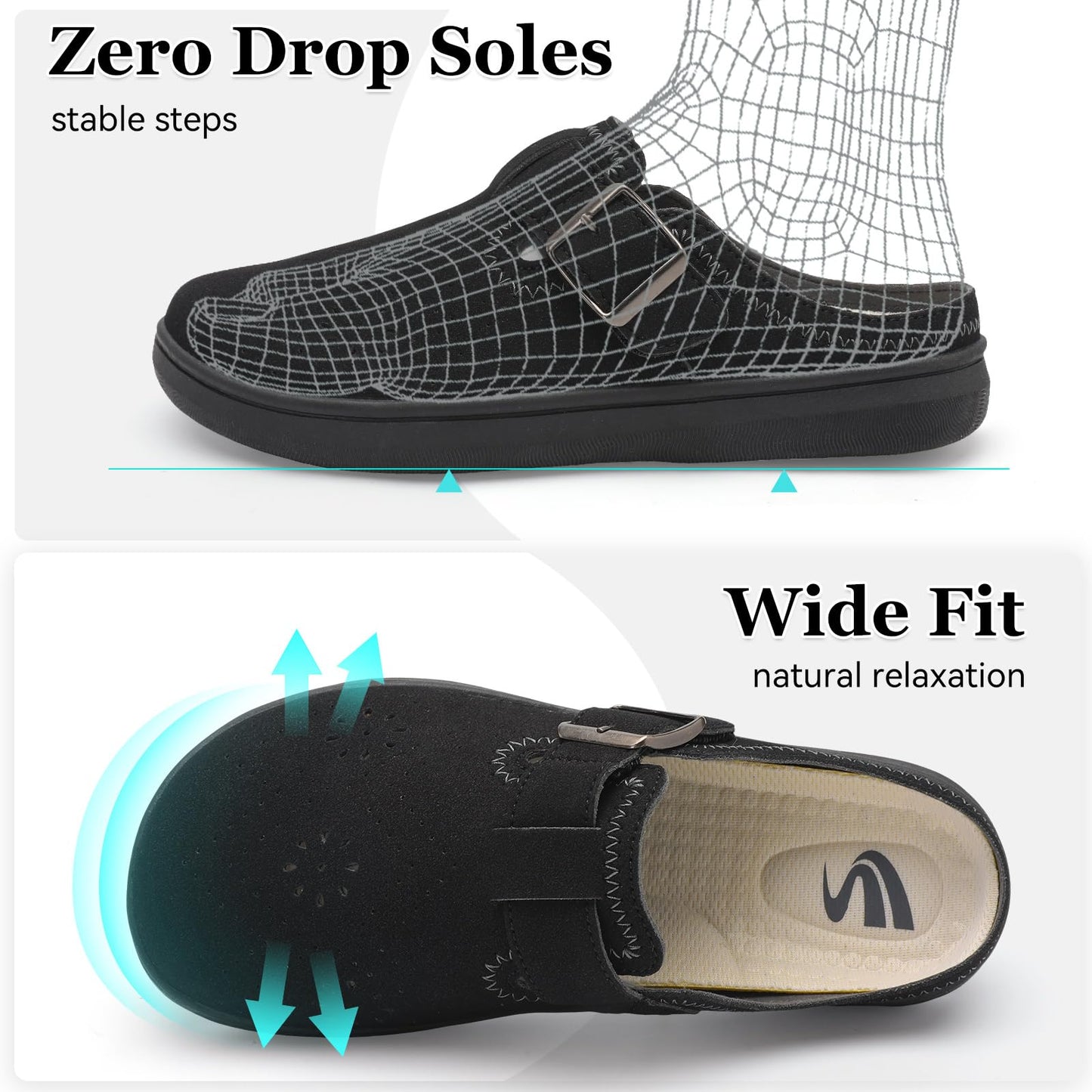 Spesoul Clogs for Women Wide Width Slip On Mules Slide On Potato Shoes Diabetic Slippers Closed Toe Zero Drop for Swollen Feet Summer Indoor Outdoor