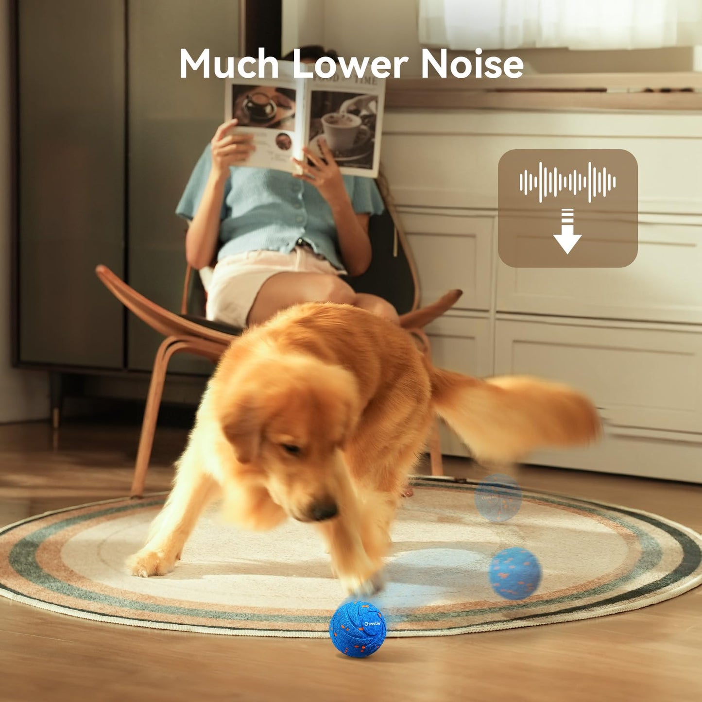 Cheerble Smart Interactive Dog Toy, Wicked Ball AIR, Automatic Moving, Bouncing, and Rotating, E-TPU Material, IPX7 Waterproof Rating, Active Rolling Ball for Puppy, Medium and Large Dogs