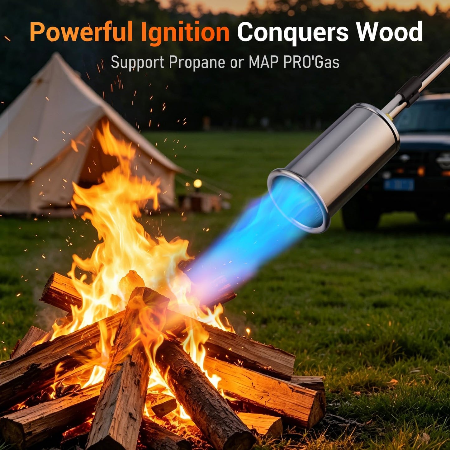 Sondiko Propane Torch Weed Burner, High Output Weed Torch Flamethrower, 30" Detachable Long Arm Heavy Duty Blow Torch For Garden, Wood, Ice, Snow, Melting(PROPANE TANK NOT INCLUDED)