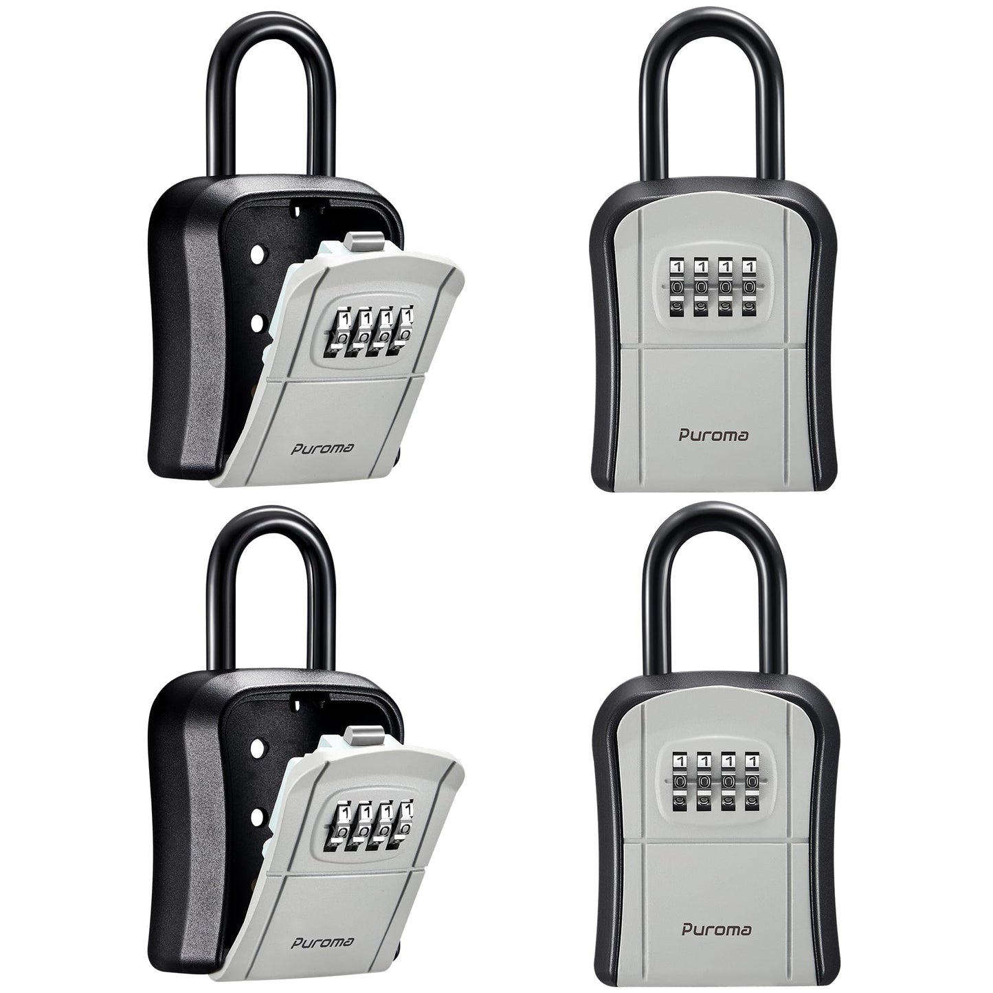 Puroma Key Lock Box, Portable Combination Lockbox Wall-Mounted Key Storage Box for House Keys, Resettable Code Safe Security Lock Box for Home, Office, Apartment Spare Key Storage (1 Pack, Gray)