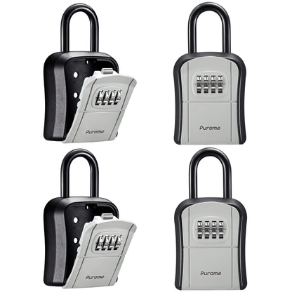 Puroma Key Lock Box, Portable Combination Lockbox Wall-Mounted Key Storage Box for House Keys, Resettable Code Safe Security Lock Box for Home, Office, Apartment Spare Key Storage (1 Pack, Gray)