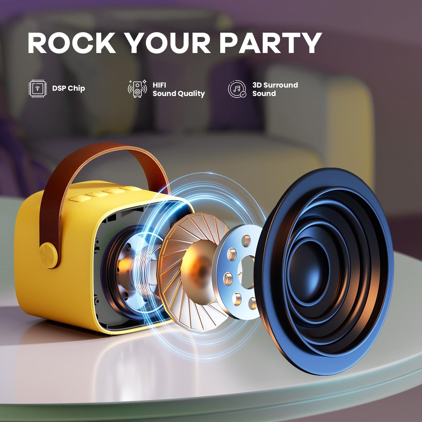 YLL Mini Karaoke Machine for Kids Adults, Portable Bluetooth Speaker with 2 Wireless Microphones, Trendy Birthday Gifts Toys for Girls Ages 3, 4, 5, 6, 7, 8, 9, 10+ Years Old Home Family Party (P-ink)