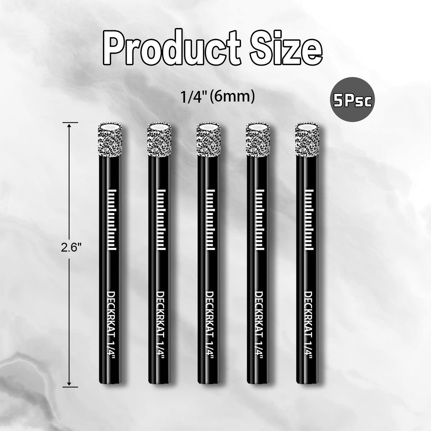 7 Piece Diamond Drill Bits Set, Core Drill Bits for Hard Materials - Tiles Ceramics Glass Stones – Built in Coolant, Fast Dry Drilling - Sizes 3/16" 1/4" 5/16" 3/8" 1/2" - Round Shank, Storage Case