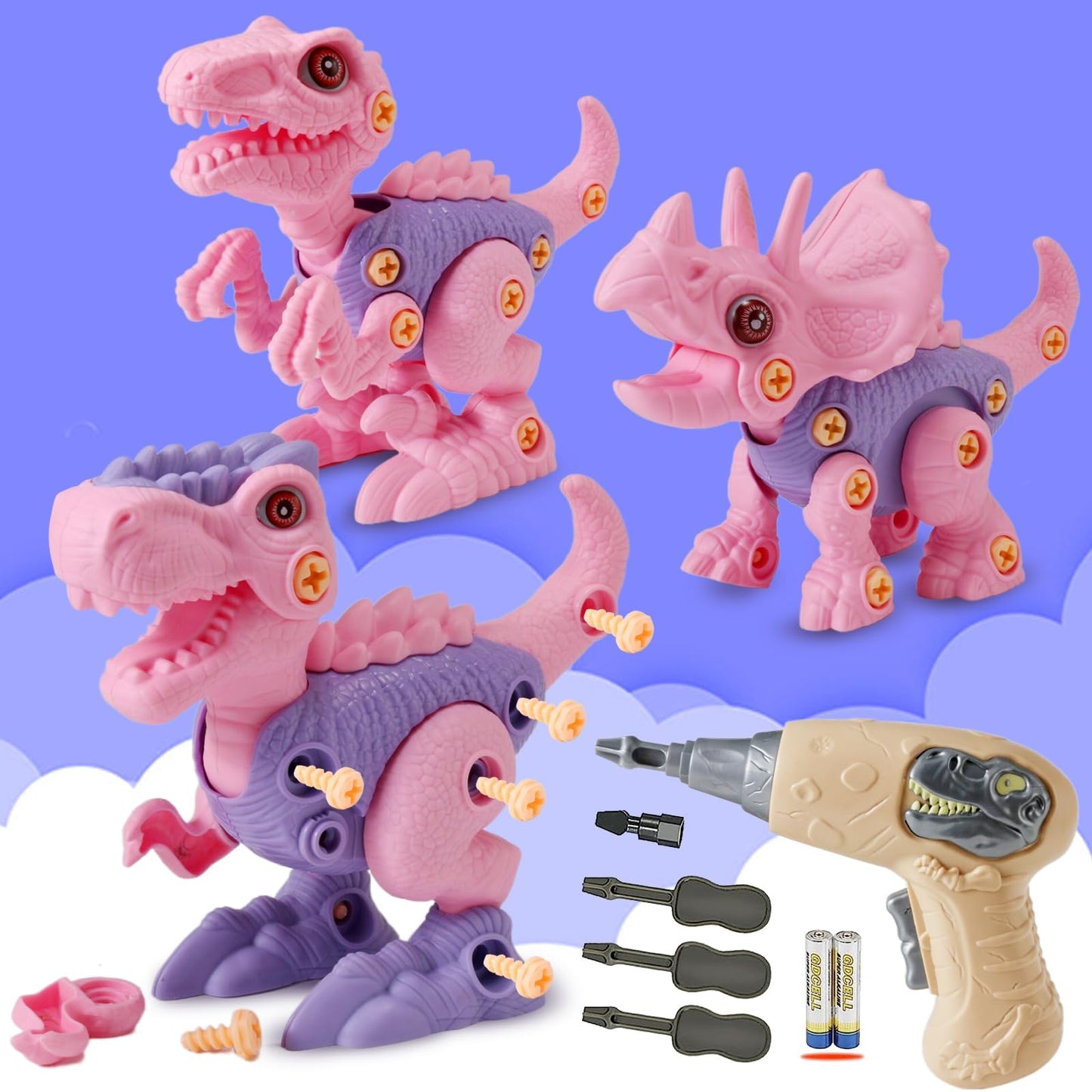 Dinosaur STEM Toys for Kids 3-5, Take Apart Dinosaur Toys with Electric Drill, Educational Building Toy & Construction Set, DIY Christmas Birthday Gifts for 3 4 5 6 7 8 Years Old Boys and Girls