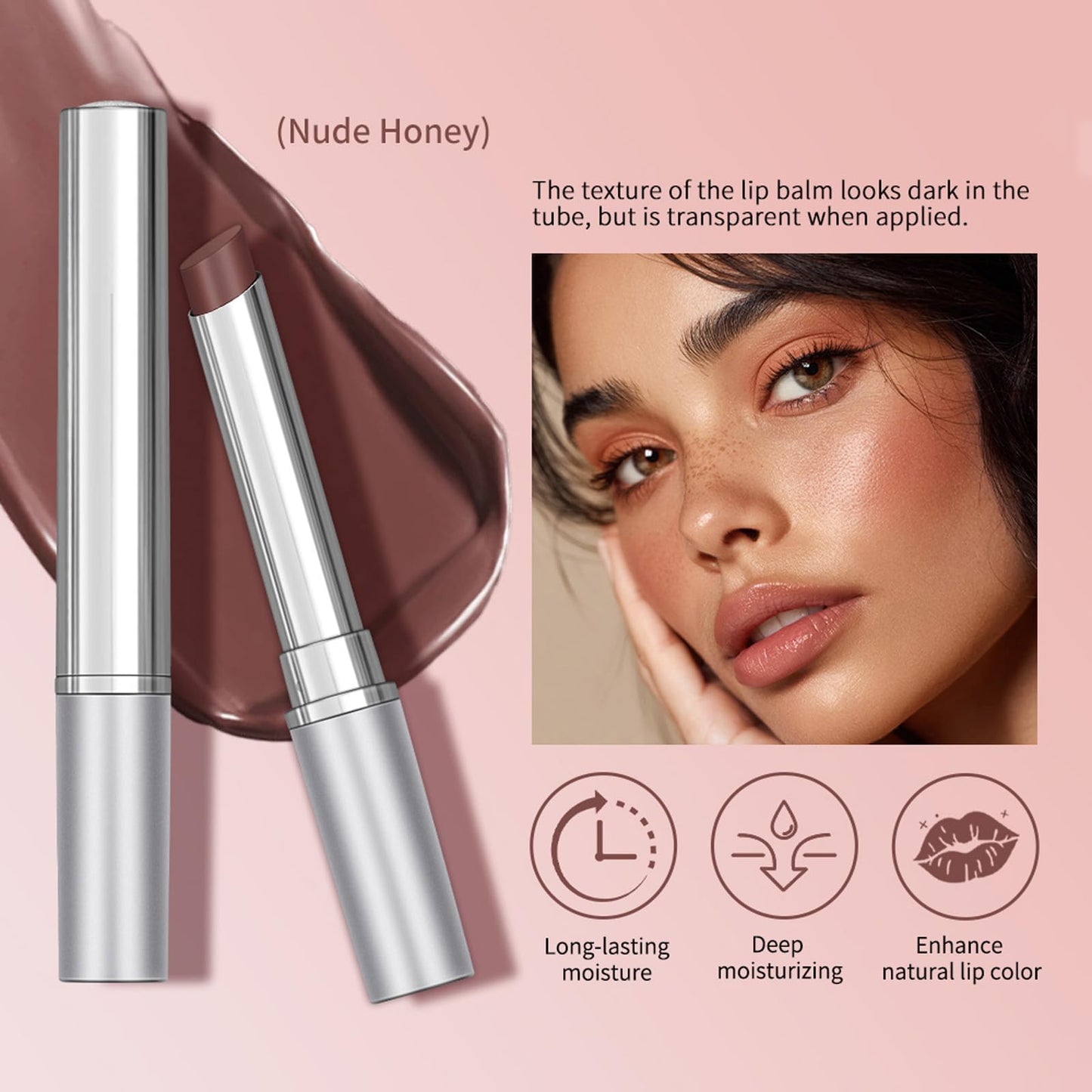 Honey Lipstick Tinted Lip Balm - Sheer Hydrating Lipstick for All Skin Tones - Moisturizing Lip Color, Nourishing Lip Balm with a Hint of Natural Black Cherry Tint