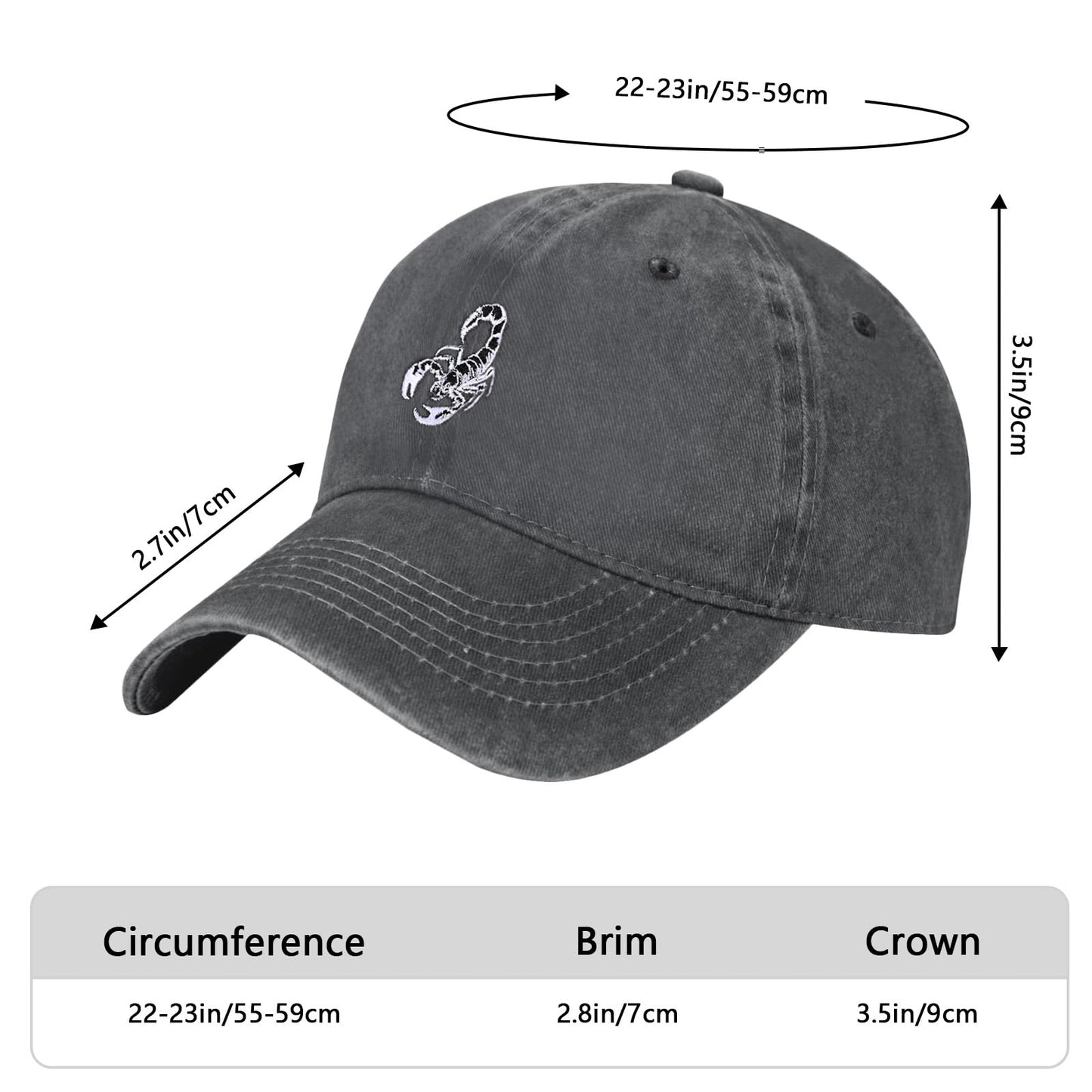 Embroidered Baseball Cap Adjustable Vintage Washed Distressed Denim Baseball Hat for Women Men