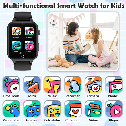 Luyiilo Smart Watch for Kids, with 26 Puzzle Games, Touch Screen, HD Camera, Alarm Clock, Toys for Ages 4-12 Years Old.Birthday Gift for Boys Girls (Blue)