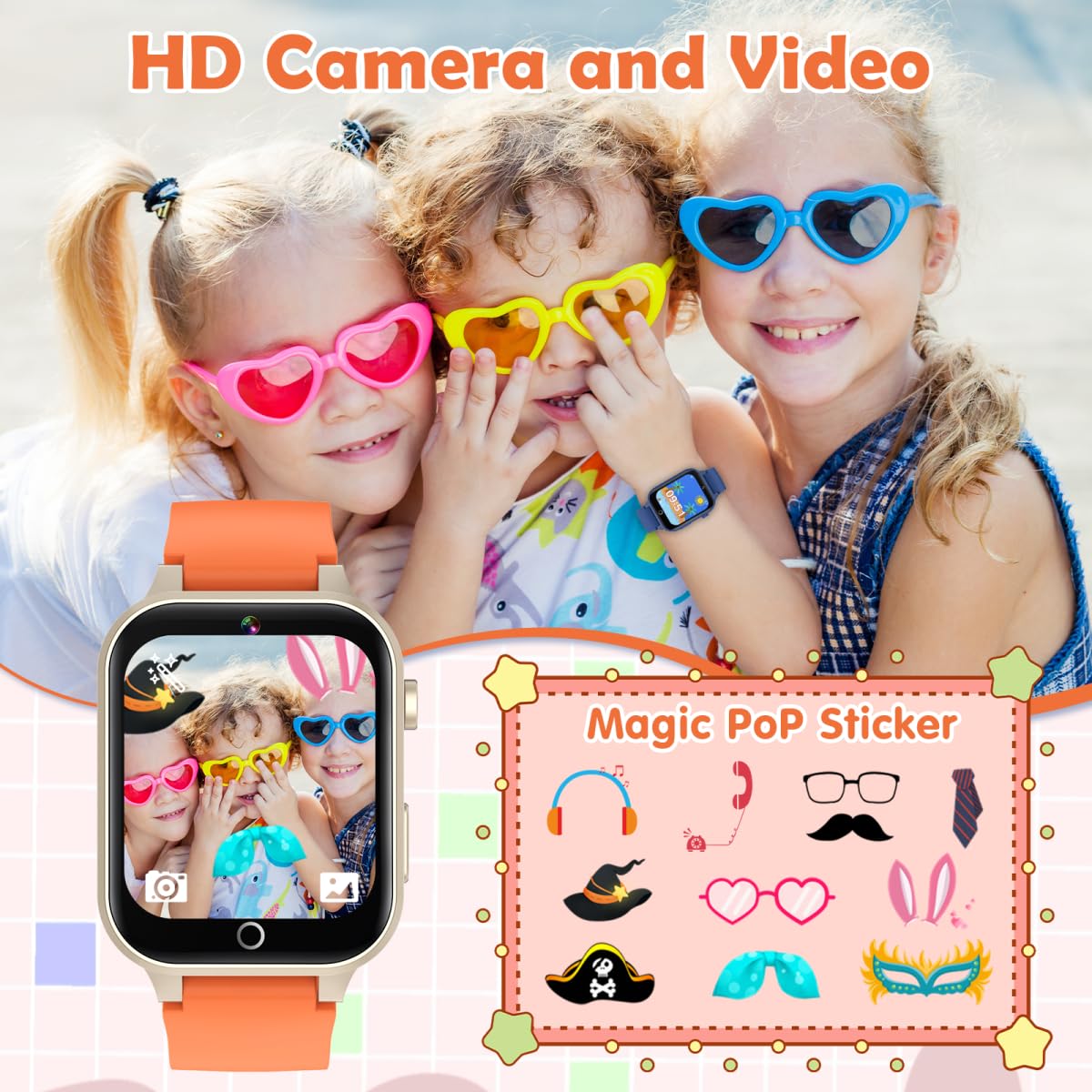 Luyiilo Smart Watch for Kids, with 26 Puzzle Games, Touch Screen, HD Camera, Alarm Clock, Toys for Ages 4-12 Years Old.Birthday Gift for Boys Girls (Blue)
