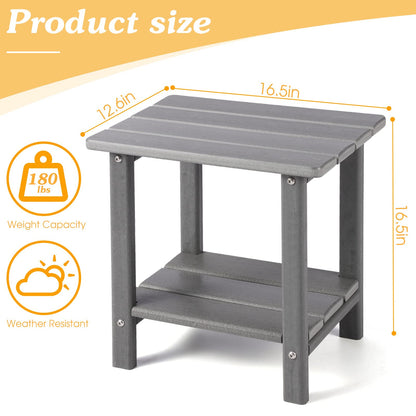 Apolimi Adirondack Outdoor Side Table, 2-Tier Sturdy Patio End Table Weather Resistant, 16.5" Solid Side Table for Patio, Pool, Porch
