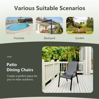 Tangkula Patio Dining Chairs Set of 4, Outdoor Stackable All Weather Heavy Duty Dining Chairs Set with Armrests, Support 330 LBS, for Poolside, Backyard, Garden, Deck, Front Porch (Brown)