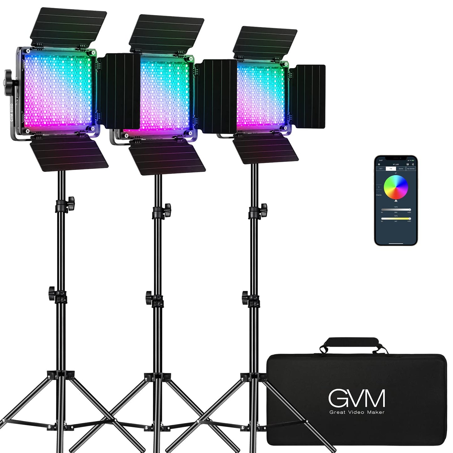 GVM RGB Video Lighting, Bi-Color Led Video Light Kit with APP Control, 2 Packs 850D Photography Lighting Kit CRI 97+ for Web Conference, YouTube, Gaming, Zoom, Aluminum Alloy Shell