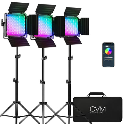 GVM RGB Video Lighting, Bi-Color Led Video Light Kit with APP Control, 2 Packs 850D Photography Lighting Kit CRI 97+ for Web Conference, YouTube, Gaming, Zoom, Aluminum Alloy Shell