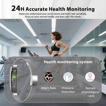 Smart Bracelet Fitness Health Tracker for Men Women with 2 Bands | 24/7 Heart Rate/Pressure Detection/Sleep Monitor, 5ATM Waterproof, Multiple Sport Modes, Android iOS Compatible