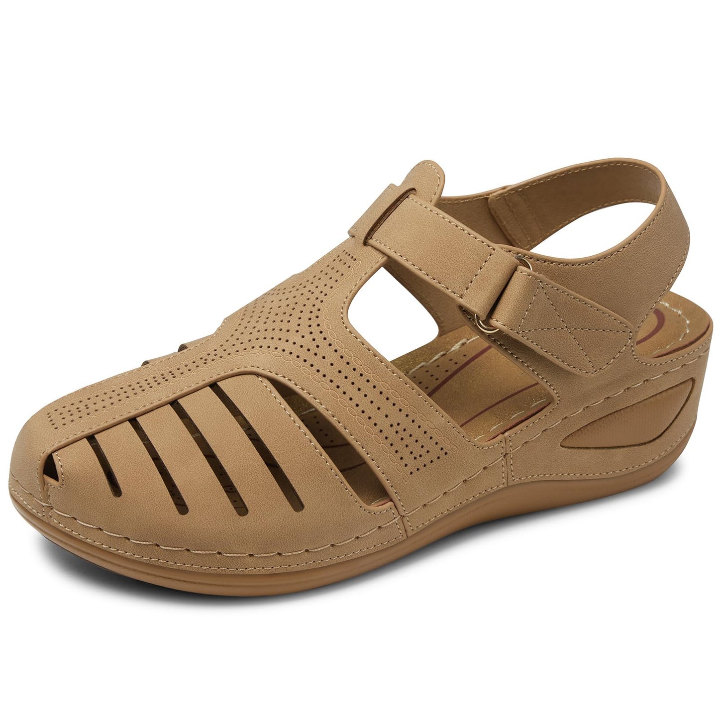 SHIBEVER Women's Wedge Sandals Summer: Closed Toe Sandals for Women Platform Dressy Wedge Size 5-11