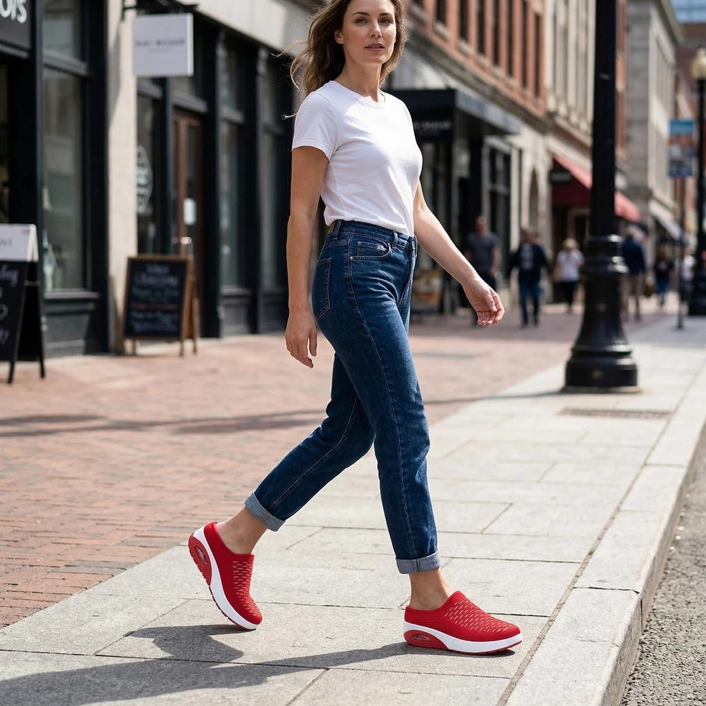 Women's Mesh Stretch Knitted Air Cushion Mule Clogs Fashion Comfortable Closed Round Toe Breathable Slip On Wedge Orthopedic Mules Sneaker for Summer Casual Beach Walking Slippers