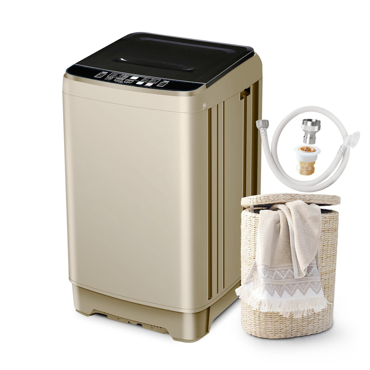 Portable Washing Machine, 17.7lbs Full-Automatic Small Washing Machine for Apartment, 10 Wash Programs with Drain Hose Dorm Size Portable Washer for RV, Home, College, Grey