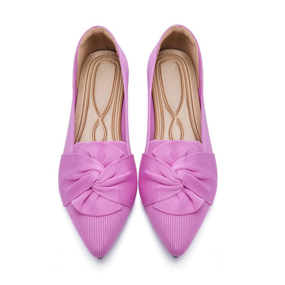 HIULYCENCE Flats for Womens Pointed Toe Ballet Flats with Bow Comfortable Knit Dressy Flats